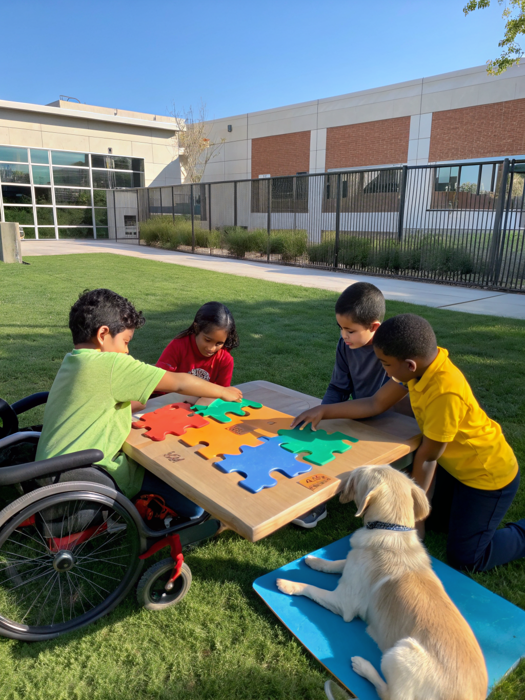Enfants participant à une activité inclusive